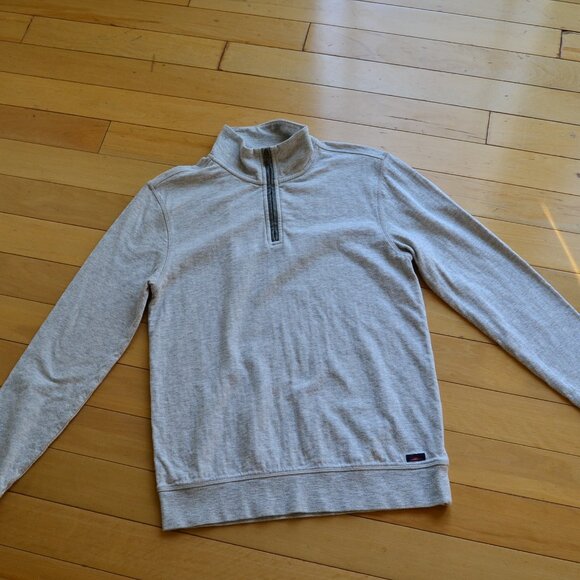 Faherty Gray 1/4 Zip Mock Neck Casual Golf Pullover Sweater Sweatshirt Men's S - Picture 1 of 8